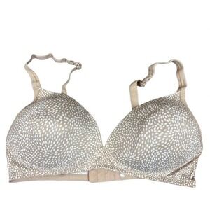 Warners Light Lift Wireless Push Up Bra 4003 Beige‎ White Dot Doe Print Size 36C